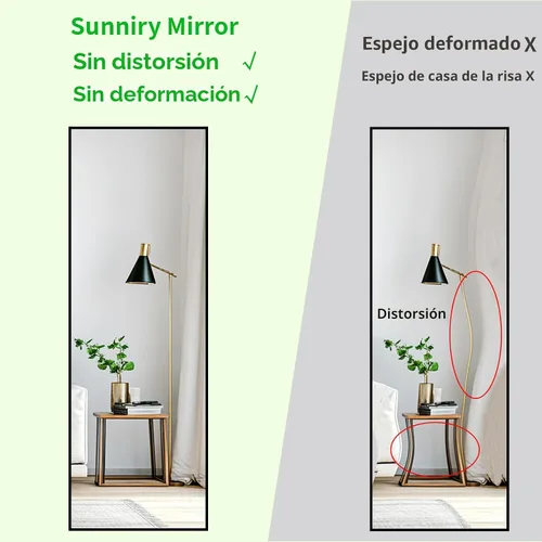 Miniatura 4 de Sunniry Espejo de longitud completa de 56 x 16 pulgadas, espejo de cuerpo completo con marco de metal de aluminio, espejos de pie para dormitorio