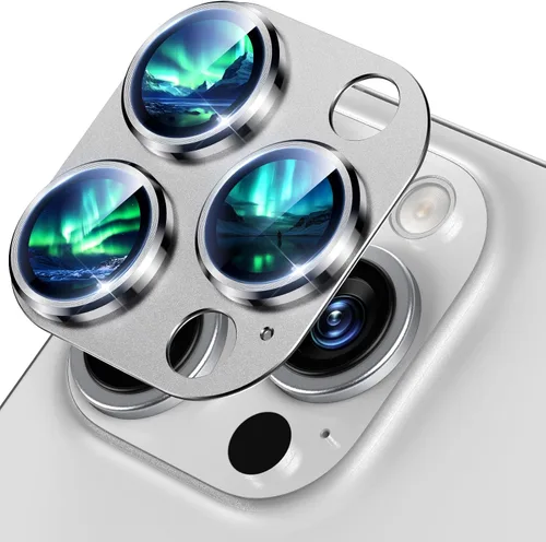BAZO Protector de lente de cámara para iPhone 16 Pro Max/iPhone 16 Pro de vidrio templado, [protección contra caídas], cubierta de cámara 9H, anillo