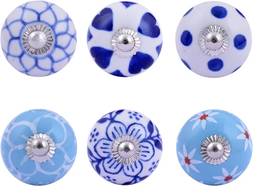 Miniatura 17 de FOLK CRAFT Pomos decorativos para cajones – Paquete de 12 piezas – Manija de puerta de armario de armario con flores hechas a mano para decoración