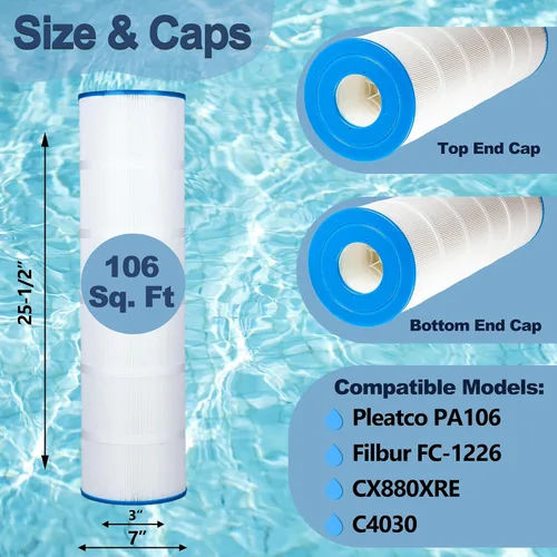 Miniatura 2 de C-7488 - Filtro de piscina que reemplaza a Filbur FC-1226, Hayward CX880XRE, PA106, C4020, C-4025, 725-175-04, 71061, 106 pies cuadrados, paquete