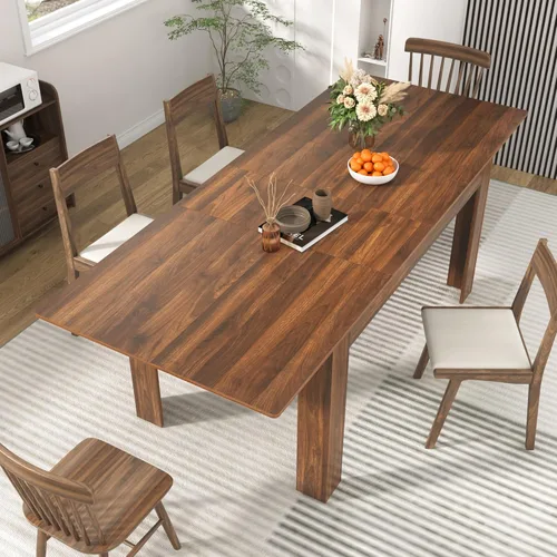 Miniatura 10 de Mesa de comedor extensible de 59 a 86 pulgadas para 6 a 10 personas, mesa de comedor de madera, mesa extensible moderna para reuniones, reuniones