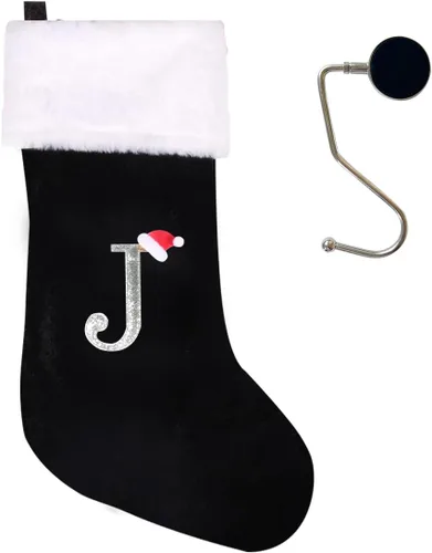 Miniatura 32 de Medias de Navidad de 20 pulgadas con monograma, letras, medias súper suaves grandes de Navidad, medias de monograma rojo para Navidad, regalo