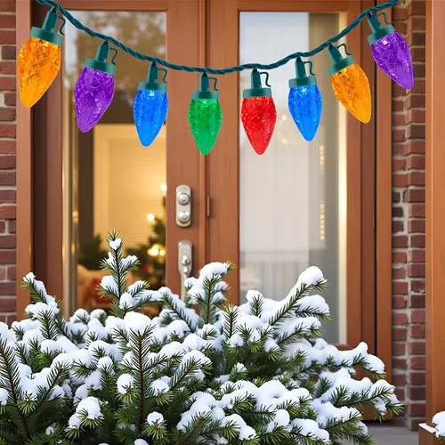 Miniatura 5 de YULETIME Tira de luces LED multicolor C9 fresa para Navidad, 68 pies 100 unidades con espaciado de 8" impermeable, luz de cadena festiva