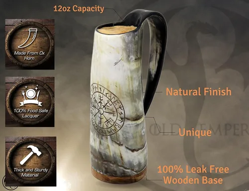 Miniatura 3 de Taza de café vikingo para beber, 12 onzas, regalos para hombres y mujeres, cuerno de buey real, grado alimenticio, medieval, líquidos calientes