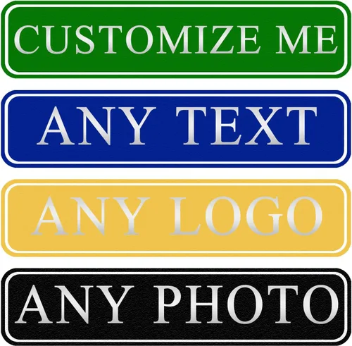 Placa personalizada, señal de calle metálica personalizable con tu texto, nombre, logotipo, foto para oficina, negocio, lugar de trabajo, hogar,