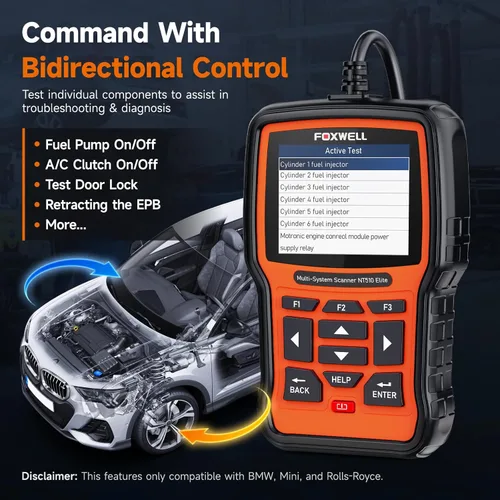 Miniatura 4 de FOXWELL NT510 Elite - Herramienta de escaneo compatible con escáner BMW, herramienta de diagnóstico completo OBD2, lector de códigos de control