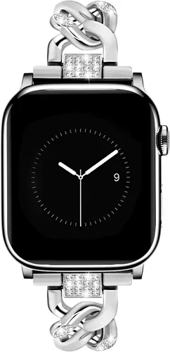 Miniatura 18 de JR.DM Correas de oro para reloj para mujer compatibles con Apple Watch de 46 mm, 42 mm (S3/2/1) 44 mm, 45 mm, 49 mm, pulsera ajustable de cadena Oro