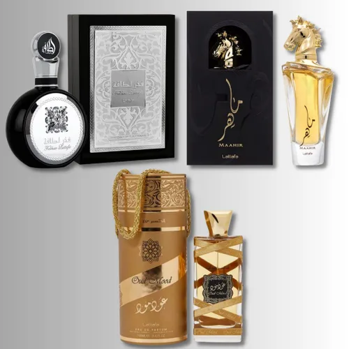 Miniatura 2 de Lattafa Set de regalo unisex de 3 piezas Eau de Parfum (Maahir + Fakhar para hombres + Elixir de humor Oud) 3.4 onzas cada uno