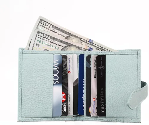 Miniatura 65 de Grande -3803 Cartera unisex, Azul (Iced Blue), Cartera delgada de cuero con cierre a presión pequeño