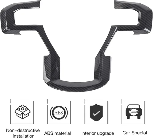 Miniatura 3 de Linskip Moldura para volante compatible con Ford F150 2015-2020 y F250 F350 Super Duty 2017-2022, para Ford Expedition 2018-2021, funda para Negro