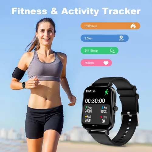 Miniatura 2 de Choiknbo Reloj inteligente con rastreador de fitness para teléfonos Android/iOS, pantalla táctil completa de 1.69 pulgadas con monitor de frecuencia