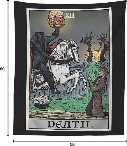 Miniatura 10 de Tapiz de cartas del tarot de la muerte, jinete sin cabeza, La leyenda del somnoliento hueco, gótico, Halloween, decoración para colgar en la pared