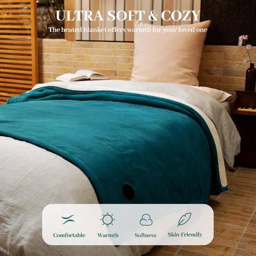 Miniatura 4 de GOTCOZY Manta Térmica Eléctrica 50 x 60 pulgadas - Manta Eléctrica con Botón de Un Toque 10 Niveles de Calefacción y 9 Ajustes de Tiempo Manta