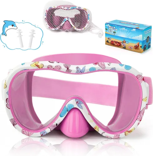 Miniatura 9 de iGym Gafas de natación para niños, máscara de buceo, máscara de buceo, gafas de natación con cubierta de nariz y correas elásticas cubierta y bolsa