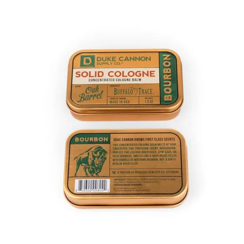 Miniatura 9 de Duke Cannon Supply Co. Colonia Sólida para Hombres Bourbon (Aroma Amaderado, Barril de Roble Carbonizado) - Bálsamo Concentrado, Lata Conveniente
