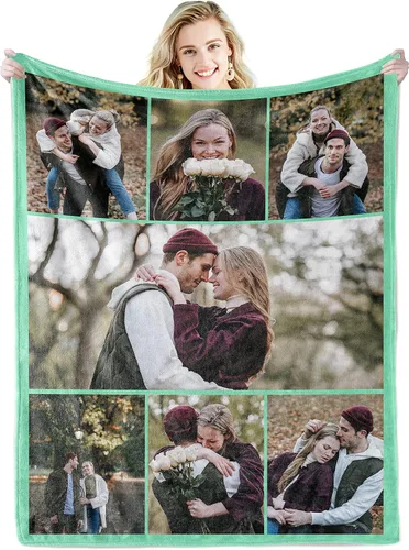 Miniatura 8 de Youltar Regalos personalizados para el día de la madre para mamá, manta de fotos personalizada de hija e hijo, 6 collages de fotos de 30 x 40