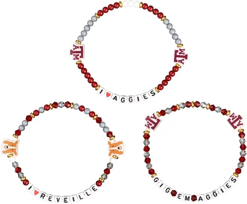 Miniatura 2 de FOCO NCAA unisex-adulto Paquete de 3 Pulseras de la Amistad con Cuentas con Logotipo de Equipo Universitario de la NCAA Oficialmente Licenciadas