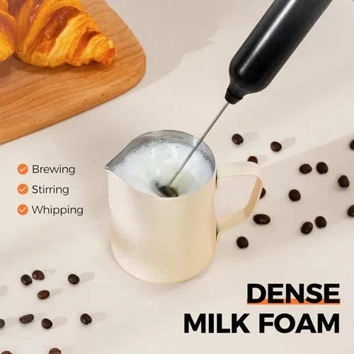 Miniatura 3 de Espumador de leche recargable de mano, espumador eléctrico de mano, máquina de espuma para café con 2 batidores de acero inoxidable y 3 velocidades