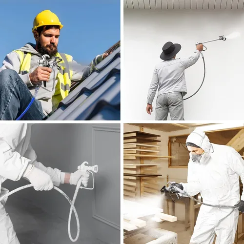 Miniatura 7 de Pulverizador de pintura sin aire X10, pulverizador de pintura de 0.31 GPM para interior del hogar, 700 W, 2900 psi, pulverizador sin aire con baja