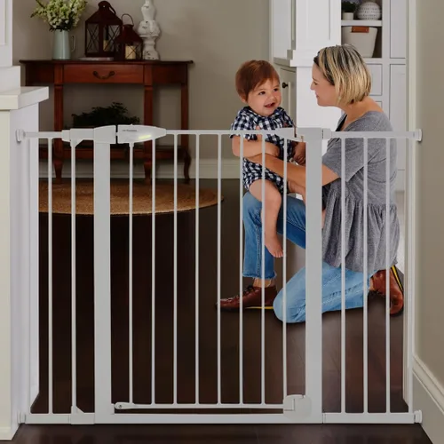 Miniatura 11 de Toddleroo by North States - Puerta de bebé con cierre automático de Bright Choice: Puerta de bebé montada a presión para puertas con mango que Blanco