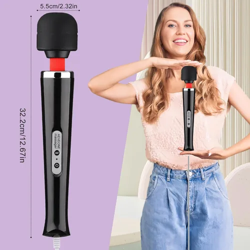 Miniatura 3 de AEVEONE Potente masajeador de varita portátil con cable, fuerte masaje de vibración personal para recuperación deportiva, dolores musculares de Negro