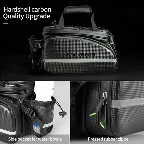 Miniatura 7 de ROCKBROS - Bolsa de maletero para bicicleta, impermeable, de cuero de carbono, para el asiento trasero, alforja, bolso de mano