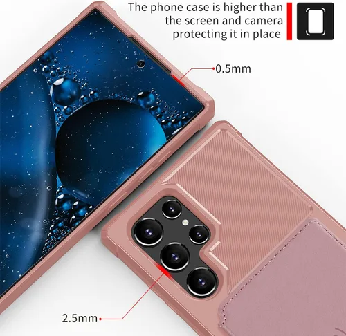 Miniatura 6 de Wefor Funda para Samsung Galaxy S22 Ultra 5G - Funda tipo cartera con bolsillos para tarjetas de piel sintética para Samsung Galaxy S22 Ultra 5G Oro