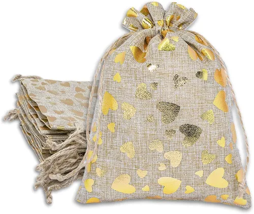 Miniatura 7 de 48 paquetes de 3x4 bolsas de regalo reutilizables de yute y arpillera con cordones (Feliz Navidad, X-Pequeño) - para regalos, favores de fiesta
