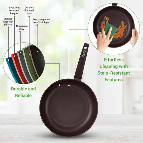 Miniatura 5 de NutriChef Professional - Juego de 12 piezas de utensilios de cocina antiadherentes marrones, sin PFOA/PFOS, laca resistente al calor, diseño