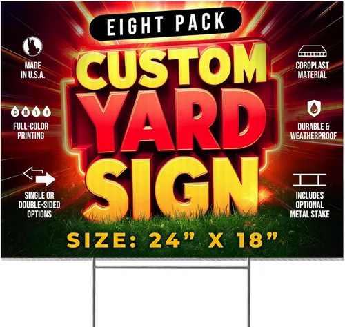 Miniatura 15 de Paquete de 10 letreros personalizados de 24"x18" para patio con estacas, letreros personalizados para exteriores, letreros corrugados de impresión a