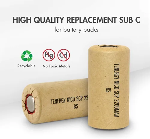 Miniatura 3 de Tenergy 1.2V NiCd SubC 2200mAh batería recargable envuelta en papel superior plana - 15
