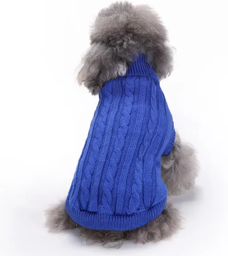 Miniatura 23 de Suéteres tejidos para perros pequeños, sudadera cálida para mascotas y gatos, ropa de invierno, suéter para gatitos y cachorros (Grande, azul claro)
