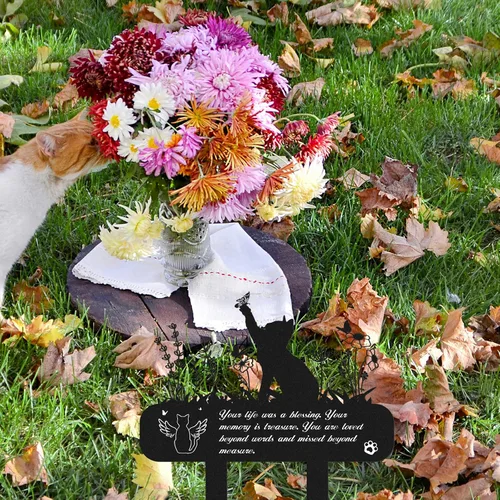 Miniatura 4 de Rngmsi Marcadores de tumba para mascotas, placa conmemorativa de metal para gatos, estacas de cementerio impermeables, lápida para mascotas