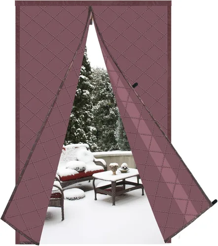 Risareyi Cortina magnética con aislamiento térmico para puerta, 38 x 82 pulgadas, relleno Oxford café con poliéster más grueso, aislamiento de