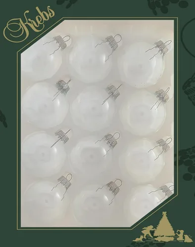 Christmas by Krebs [Paquete de 12] Transparente con tapas plateadas de 2" (50 mm) Adorno de diseño sin costuras, esfera de cristal artesanal