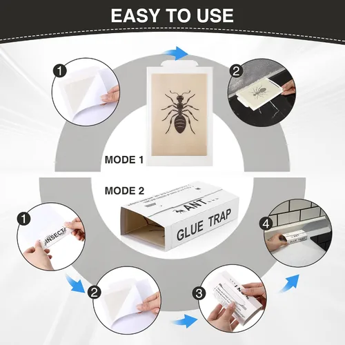 Miniatura 5 de Qualirey Trampas para hormigas para interiores, con aroma a mantequilla de maní mejorada, 10 piezas más grandes para hormigas, araña, ciempiés