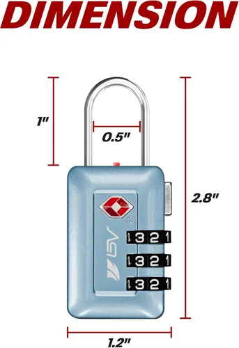 Miniatura 3 de Candado de viaje aceptado por TSA para equipaje, con combinación que puedes establecer, para taquillas de escuela y gimnasio, candados