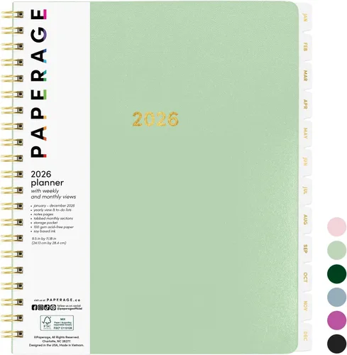 Miniatura 29 de PAPERAGE Agenda semanal y mensual 2026, 12 meses (enero de 2026 a diciembre de 2026), 5.6 x 8 pulgadas, agenda 2026 de tapa dura con hojas semanales