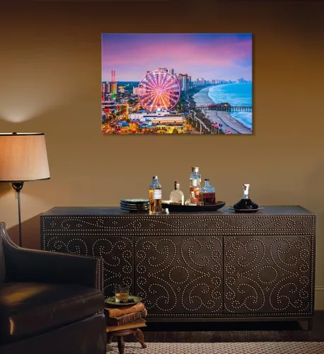 Miniatura 5 de Myrtle Beach - Arte de pared con diseño de horizonte de la ciudad de Carolina del Sur, Estados Unidos, para oficina, sala de estar, dormitorio