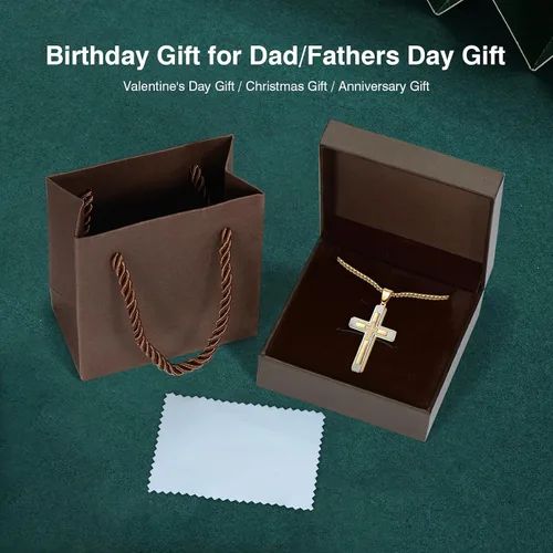 Miniatura 5 de PAITAIN Regalos para el día del padre para hombres, collar de cruz para padre, papá, marido, novio de esposa, hija, novia, hijo, regalos