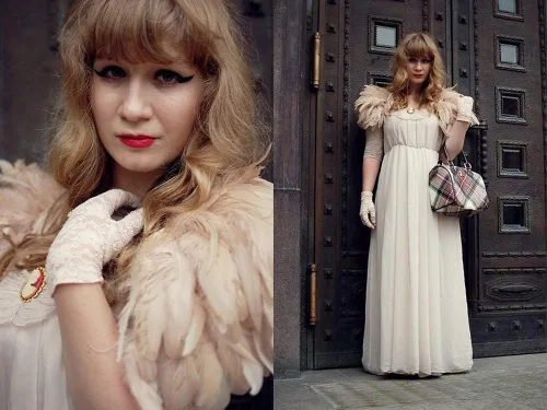 Miniatura 2 de L'VOW Estola de capa de plumas de moda negro blanco beige chal iridiscente