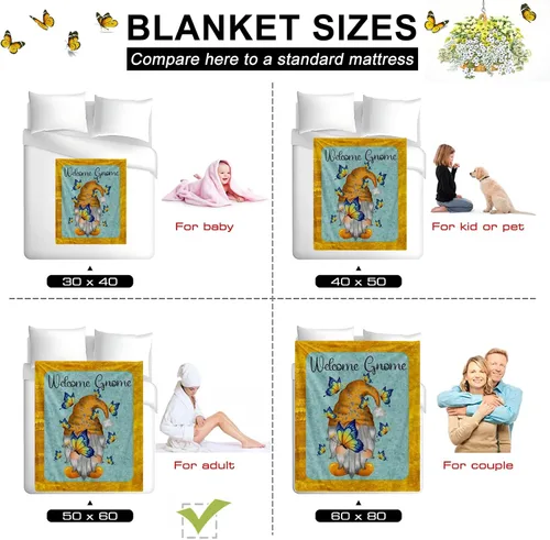 Miniatura 8 de Manta de gnomo de mariposa para mujer, bonitos regalos de gnomos para mujeres/niñas/mamá, manta mullida de franela suave de otoño para sofá, cama