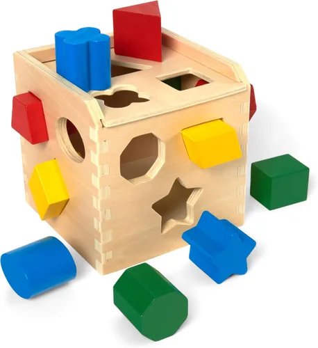 Melissa & Doug Cubos de formas de Clasificación Clásico Juguete de Madera, Juguete de Desarrollo, Forma Fácil de Agarre, Construcción de Madera
