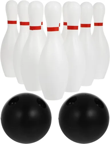 Kisangel Juego de bolos para niños, 10 bolos de plástico y 2 bolas, juego de juegos para interiores y exteriores, juguetes para deportes familiares,
