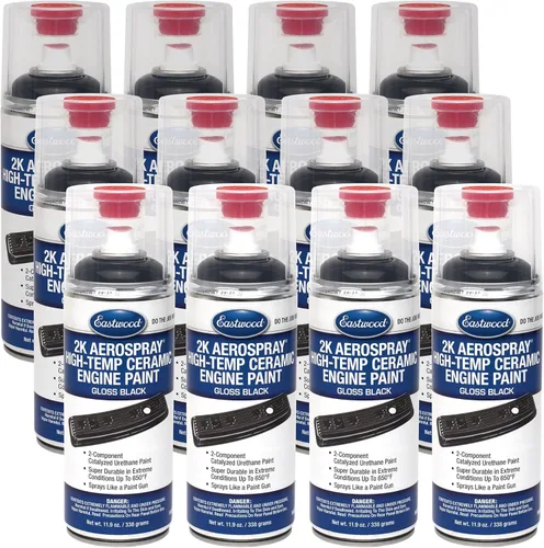 Eastwood 2K Aerospray Pintura en aerosol de cerámica de alta temperatura para motor, color negro brillante | 11.9 oz en aerosol | 1 paquete