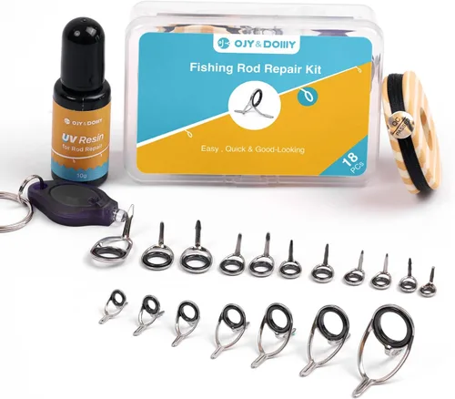 OJYDOIIIY Kit completo de reparación de ojales de caña de pescar, kit de repuesto de ojos de caña de pescar de emergencia de fijación rápida con