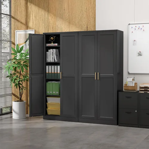 Miniatura 4 de SteeLoong - Armario de despensa de cocina, armario de almacenamiento de metal negro de 71" con puertas y 4 estantes ajustables, gabinete de cocina