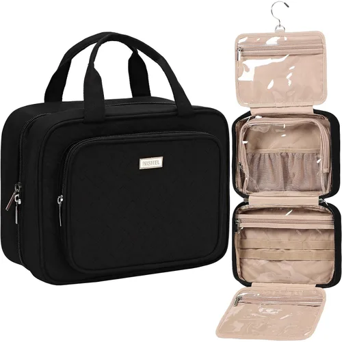 Miniatura 15 de NISHEL Neceser de viaje para mujer, organizador de artículos esenciales de maquillaje, estuche colgante para accesorios, cosméticos, Egeo-azul, M
