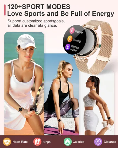 Miniatura 5 de Reloj inteligente para mujer, pantalla táctil AMOLED HD de 1.19 pulgadas, rastreador de fitness, hacer/responder llamadas, monitor SpO2