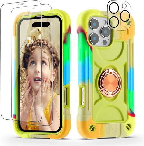Miniatura 124 de Funda para iPhone 11 de 6.1 pulgadas con soporte de anillo, con 2 protectores de pantalla de vidrio, resistente a los golpes, resistente a